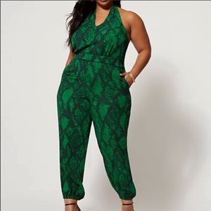 Emerald snake skin halter jumpsuit FTF